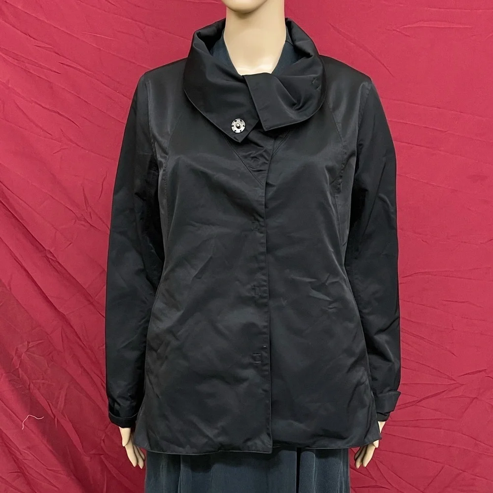 Eileen Fisher Snap Front Collard Nylon Jacket Size XS